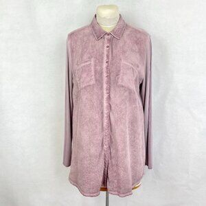 Soft Surroundings Button Up Tunic Shirt Silk Blend Spring Grandma Core Soft L